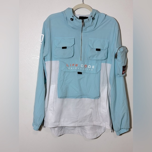 Life Code Blue and White Windbreaker Size M Nylon Tactical - Picture 1 of 8